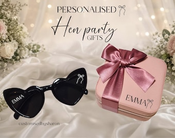 Personalised Hen Party Sunglasses and Jewellery Box Set | Bride Tribe Gifts