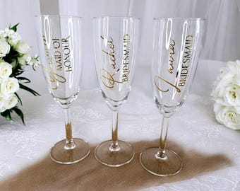 ALLEEN DECAL, bruiloft DIY-vinyl, stickerstickers, aangepaste namen, bruidsfeestcadeaus, champagnefluit, wijnglas, chroomkleuren, vrijgezellenfeest