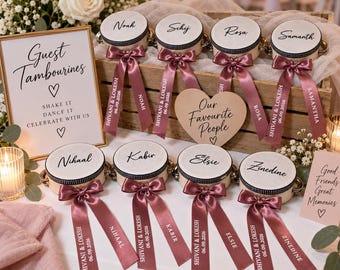 Personalised Wedding Tambourine – Custom Reception Keepsake, Celebration Favour