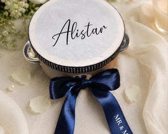 Personalised Wedding Tambourine – Custom Wedding Reception Tambourine – Wedding Guest Favour – Bride & Groom Keepsake – Wedding Celebration