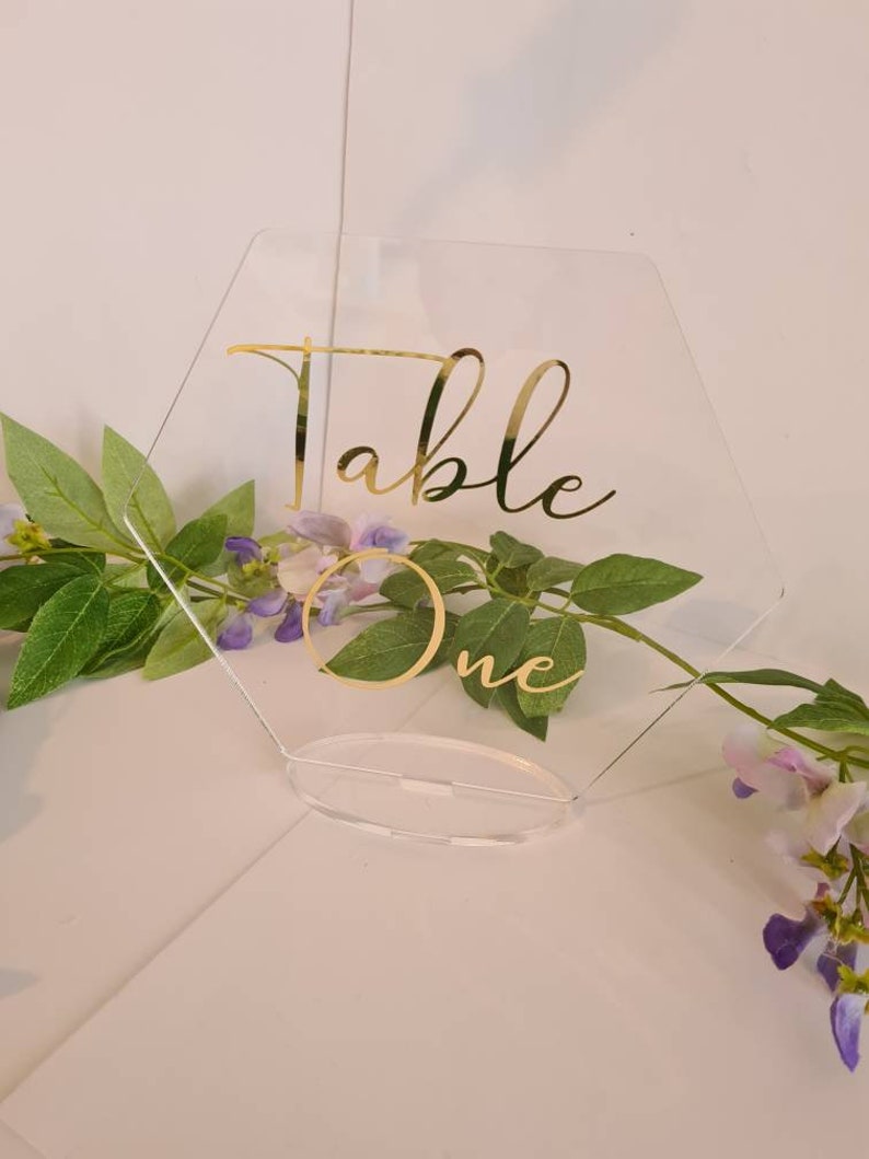 Acrylic Table Numbers Clear Acrylic 15cm Hexagon Table Etsy UK