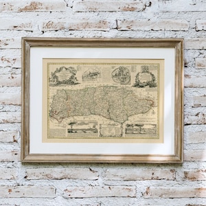 SUSSEX, 1740. Carte pliée, dos en lin. Réimpression de l'ancienne carte