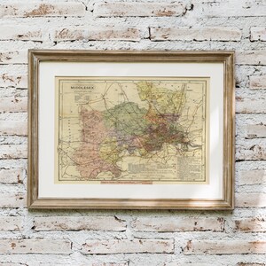 MIDDLESEX, 1883. Carte pliée, soutenue en lin. Réimpression de l'ancienne carte