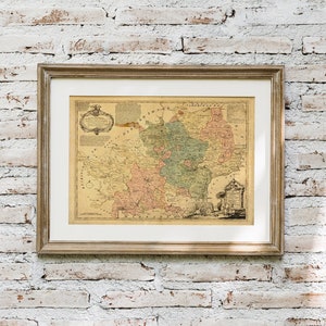 HARTFORDSHIRE, 1775. Carte pliée avec dos en lin. Réimpression de l'ancienne carte