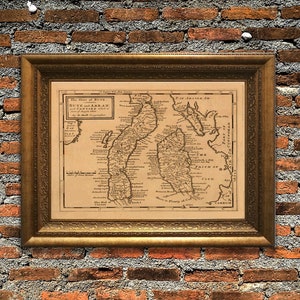 Comté de BUTE, 1725. Carte pliée avec dos en lin. Réimpression de l'ancienne carte