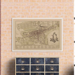 Carte d'Édimbourg, 1773. Réimpression d'une carte ancienne. Carte pliée en lin. Décoration murale carte vintage. Ancienne carte unique. Impression d'art. Reproduction d'une carte ancienne.