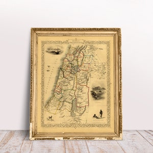 PALESTINE, 1851. Carte pliée sur papier lin. Réimpression de l'ancienne carte