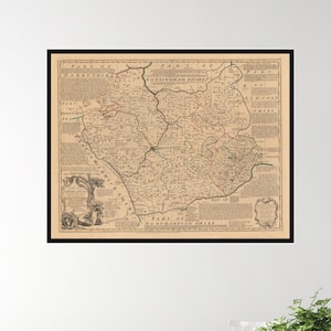 LEICESTER ET RUTLAND, 1760. Carte pliée, dos en lin. Réimpression de l'ancienne carte