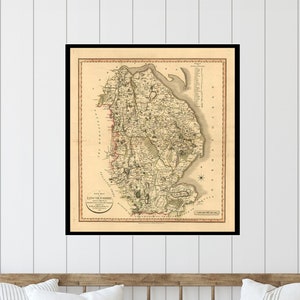 LINCOLNSHIRE, 1801. Carte pliée avec dos en lin. Réimpression de l'ancienne carte