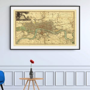 LONDRES. Nouvelle carte de Laurie and Whittle de Londres et de ses environs, 1809. Carte pliée avec dos en lin. Réimpression de l'ancienne carte