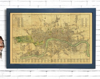 LONDRES, Cary's New Accurate Plan of London and Westminster, 1795. Carte pliée avec dos en lin. Réimpression de l'ancienne carte