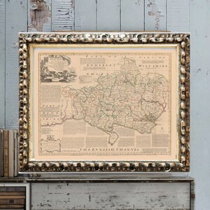 DEVON, 1760. Carte pliée en lin. Réimpression de l'ancienne carte