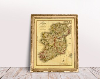 Linen Backed Old Map reprint 1773 folded map STAFFORD