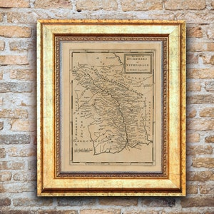 Comtés de DUMFRIES ou de NITHISDALE 1725. Carte pliée avec dos en lin. Réimpression de l'ancienne carte