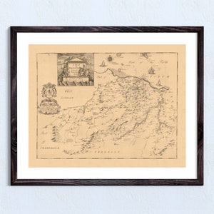 MI-LOTHIAN 1735. Carte pliée en lin. Réimpression de l'ancienne carte