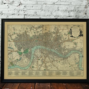LONDRES, BOWLE'S Nouveau plan de poche des villes de Londres et de Westminster. Carte pliée en lin. Réimpression de l'ancienne carte