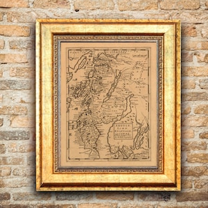 ARGYLE, LORN, Knapdale et Cowal vers 1725. Carte pliée en lin. Réimpression de l'ancienne carte