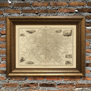 BIRMINGHAM, 1851. Carte pliée avec dos en lin. Réimpression de l'ancienne carte
