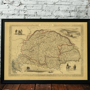 HONGRIE, 1851. Carte pliée avec dos en lin. Réimpression de l'ancienne carte