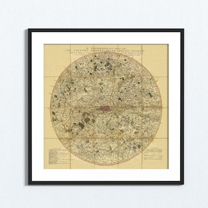 LONDRES, William Faden, à vingt milles autour de Londres, 1800. Carte pliée avec dos en lin. Réimpression de l'ancienne carte