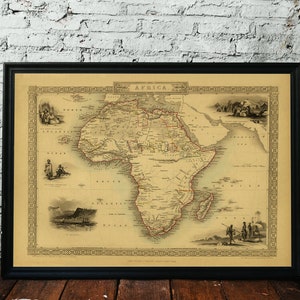 AFRIQUE, 1851. Carte pliée en lin. Réimpression de l'ancienne carte