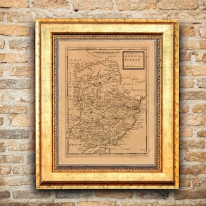 Comté d'ANGUS ou de FORFAR 1725. Carte pliée avec dos en lin. Réimpression de l'ancienne carte