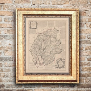 CUMBERLAND ET WESTMORELAND, 1760. Carte pliée avec dos en lin. Réimpression de l'ancienne carte