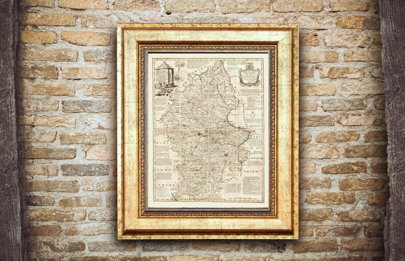 Linen Backed Old Map reprint 1773 folded map STAFFORD