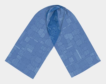 Atheist Humanist Scarf in Bold Blue: Quotes from freethinkers like Christopher Hitchens, Elizabeth Cady Stanton and Charles Darwin