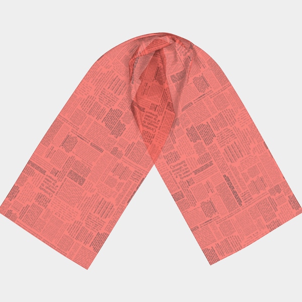 Atheist Humanist Scarf in Living Coral: Quotes from freethinkers like Christopher Hitchens, Elizabeth Cady Stanton, Charles Darwin