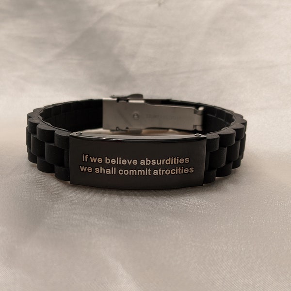Vegan Silicone Atheist Secular Humanist Skeptic Bracelet with Voltaire