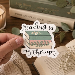 Reading is My Therapy Sticker: Book Lover Vinyl Decal