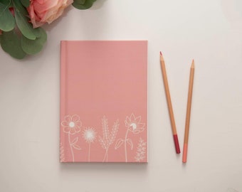 Wildflower Pink Hardcover Journal: Boho Floral Notebook