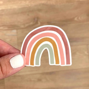 Boho Rainbow Vinyl Sticker: Laptop, Water Bottle Die Cut Decal
