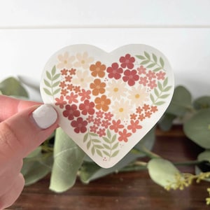 Floral Heart Sticker | Heart Sticker | Vinyl Sticker | Flower Sticker | Waterbottle Sticker | Die Cut Sticker | Valentine’s Day Sticker
