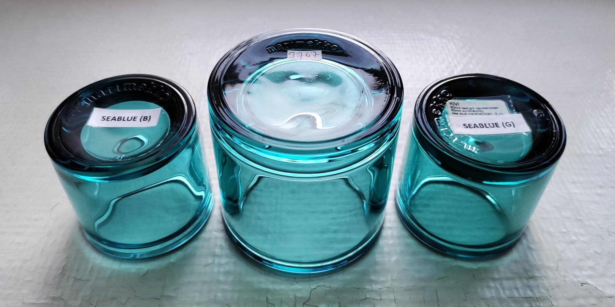 Iittala: One Large Seablue KIVI Votive, Produced by Marimekko