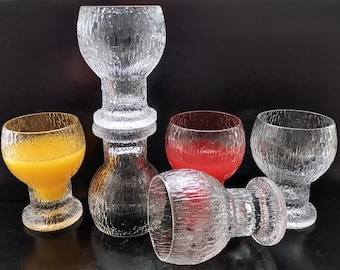 Iittala: Six Handmade KEKKERIT MOUKKU 20 cl (White Wine) Glasses, Designed by Timo Sarpaneva