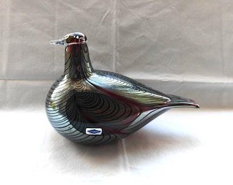 Vintage 90s Nuutajärvi Iittala Sinisulka Blue Bird Art Glass