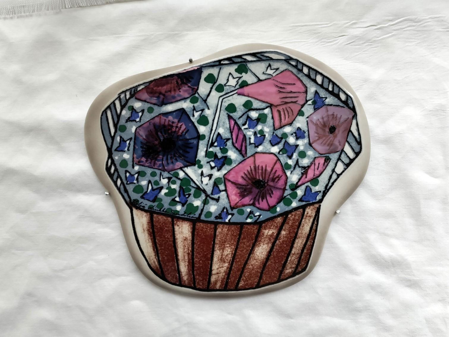 Arabia Finland: PÄIVÄN SINI (Ipomoea Tricolor), A Bouquet Shaped Ceramic Picture, Designed by HLS