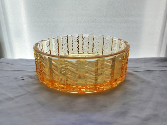 Grand Bol En Verre Nuutajärvi Signé Heikki Orvola - Années 70, Bon état, Pièce Vintage Design