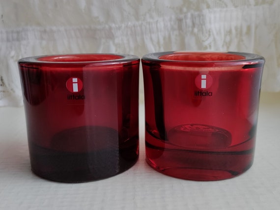 Iittala: One Cranberry KIVI Candle Holder Bowl Produced by - Etsy