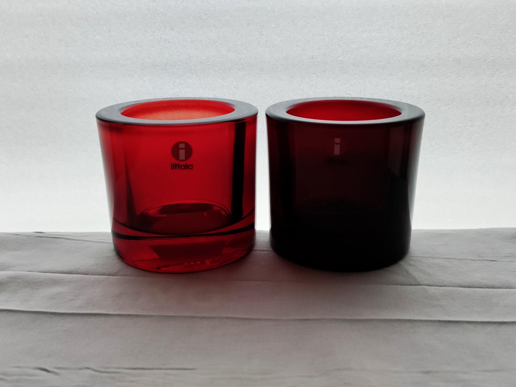 Iittala: One Cranberry KIVI Candle Holder Bowl, Produced by