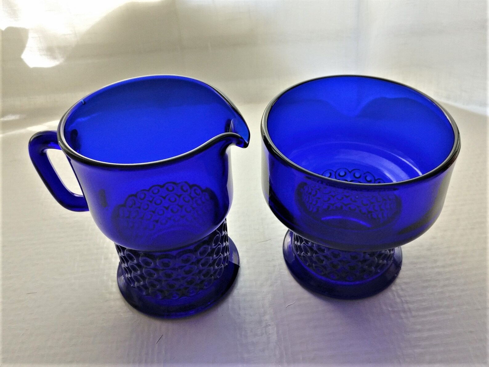 KUMELA A Set Of Cobalt Blue Glass Creamer And Sugar Bowl Etsy