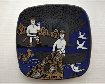 Years 1997, 1998 And 1999 KALEVALA Series Collectible One Wall Plate, Produced by Arabia Finland, Pattern by Raija Uosikkinen