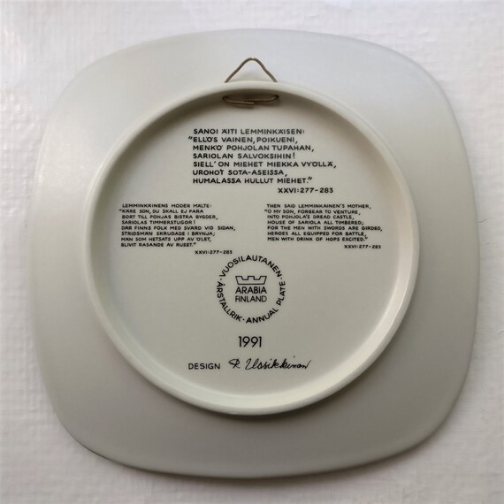 Years 1991, 1992, or 1993 KALEVALA Series Collectible One Wall