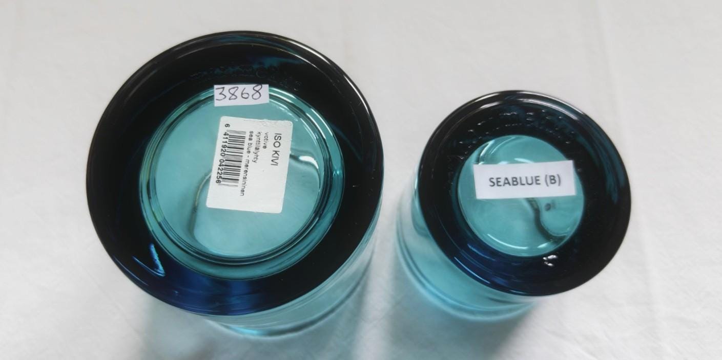 Iittala: One Large Seablue KIVI Votive, Produced by Marimekko