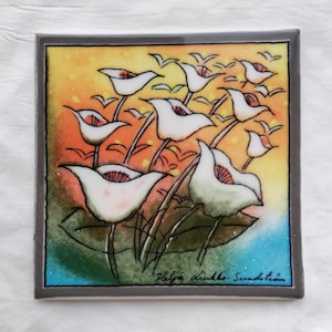 Arabia Finland: A Little Ceramic Wall Tile ONNITELLEN (Congratulations), Designed by HLS