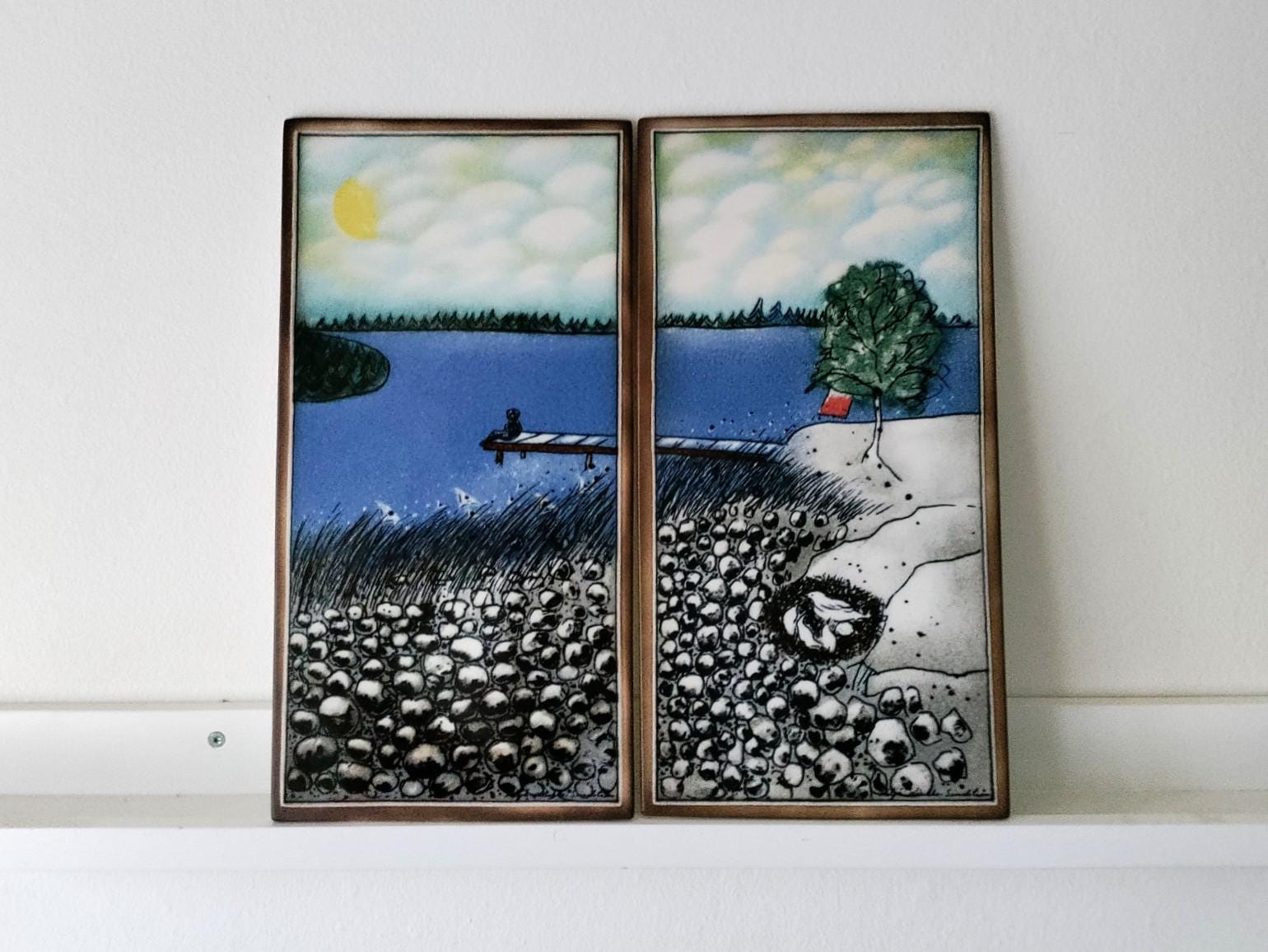 ARABIA ヘルヤ \"Kesä sydämissämme\" 陶板画 ARABIA - 【参考画像】ARABIA ヘルヤ 3枚セット陶板画 サイズ