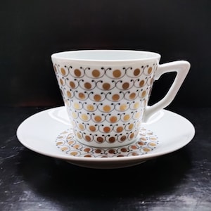 Arabia Finland: Six MEKKA Series Coffee Cups and Six Saucers, Pattern by Esteri Tomula