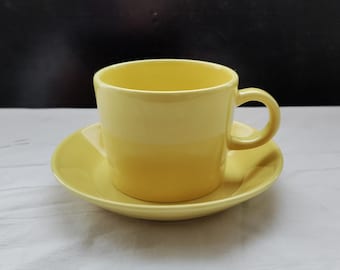 Arabia Finland: Six Yellow TEEMA Coffee Cups and Six Saucers